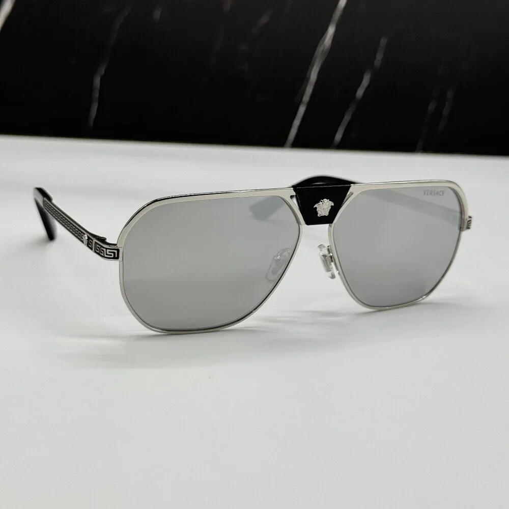 NEW VERSACE VE2294 1000/6G SUNGLASSES MOD 2294 SILVER MEN EYEWEAR VE2294 10006G